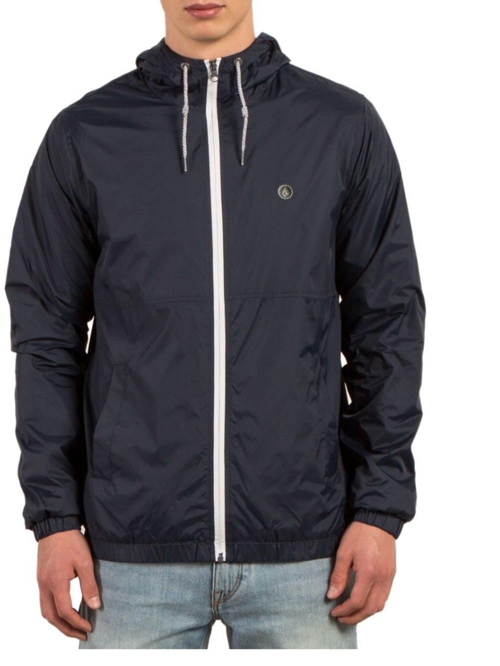 Volcom Navy Hooded Windbreaker Jacket